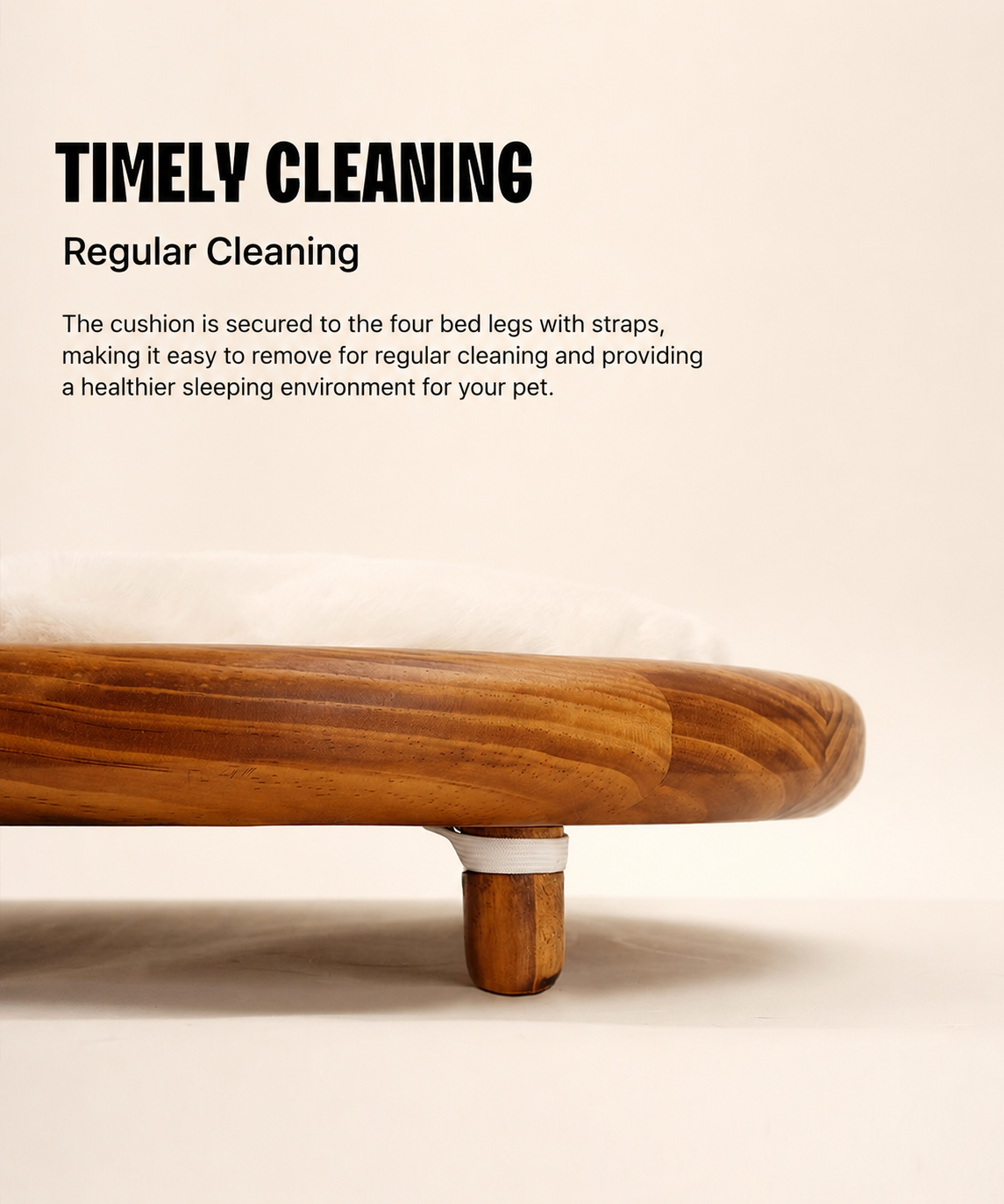 Pepeep Solid Wood Pet Bed (Suitable for All Cats & Small to Medium Dogs)