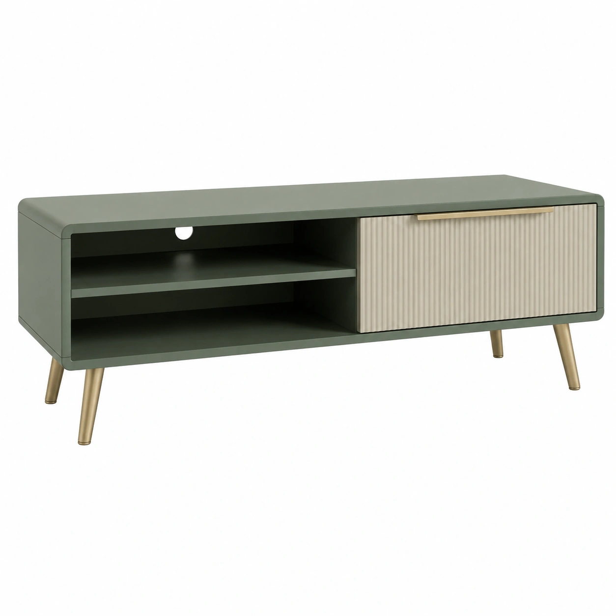 Mueble TV Verde Salvia con Puerta Corredera Texturizada