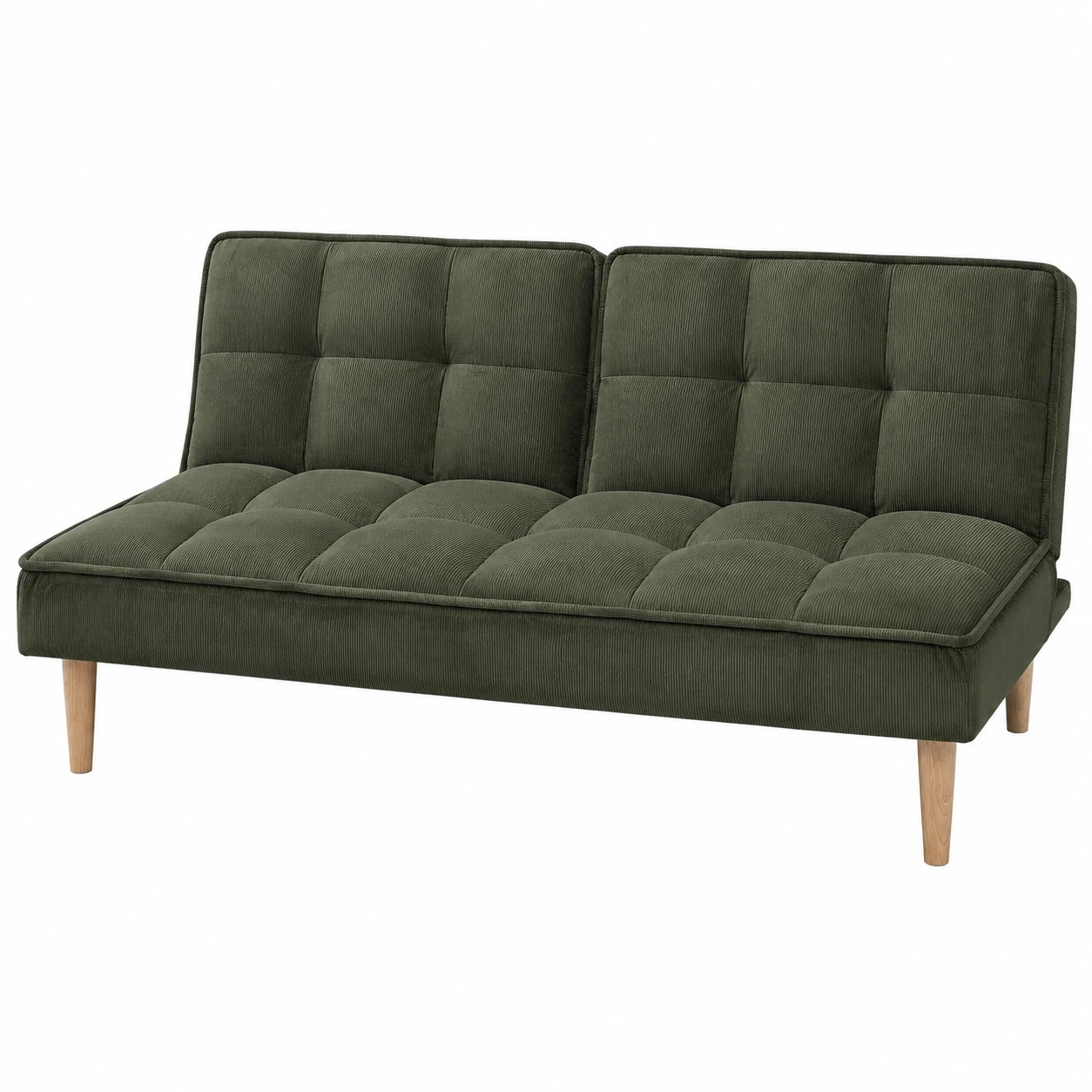 Sofa Cama Verde Oscuro con Base Dorada Moderna