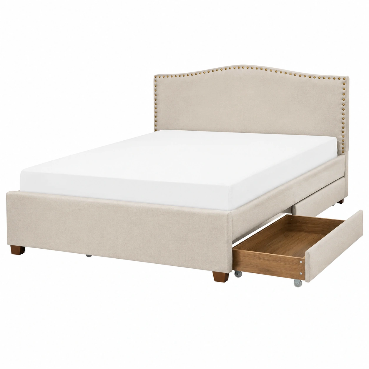 Cama Beige Clasica con Almacenamiento