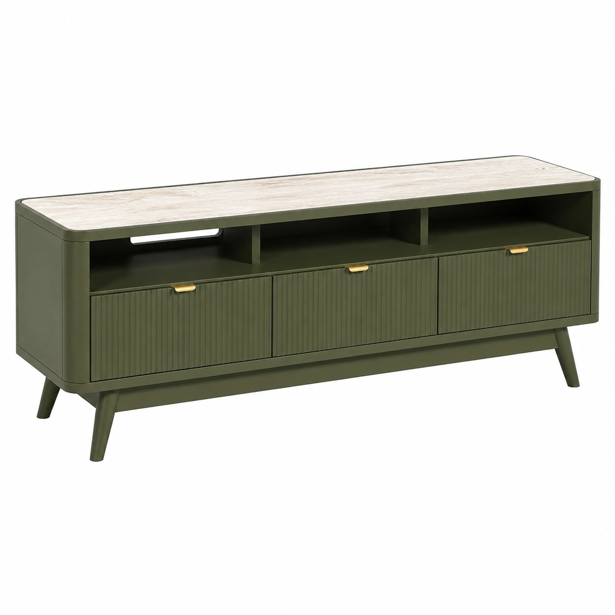 Mueble TV Verde Oscuro con Cajones y Estilo Moderno