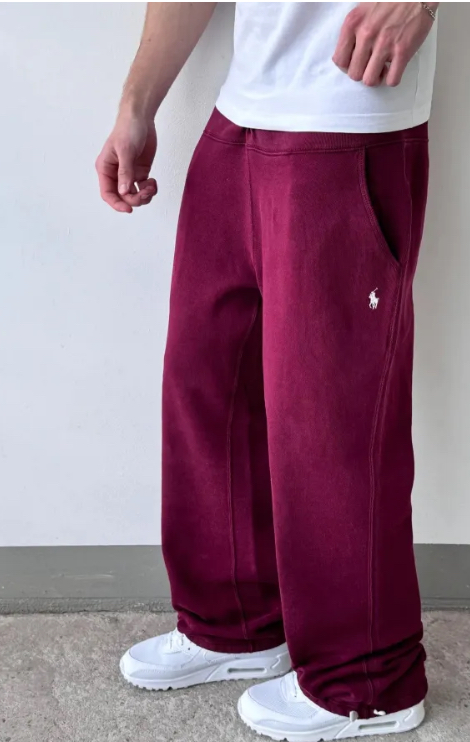Burgundy Polo Ralph Lauren Wide Leg Sweatpants