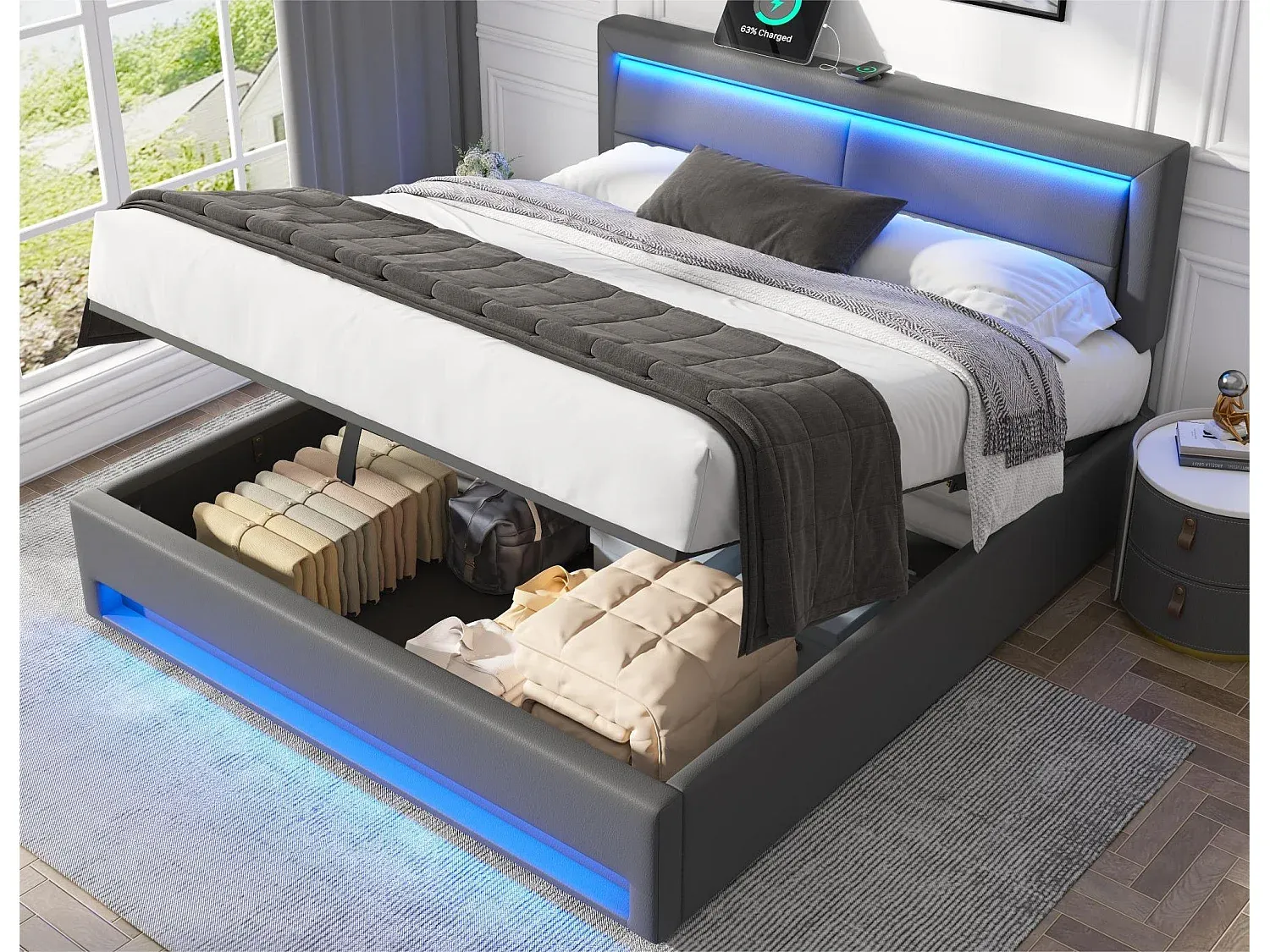 Schlafzimmer,Bereich Bett,Bett mit Bettkasten-Cozyilume