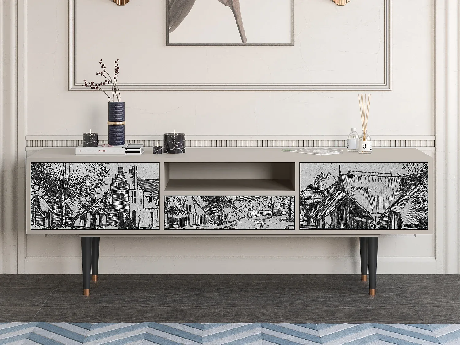 Wohnzimmer und Flur,Wohnzimmermöbel,TV-Board-decoravenao