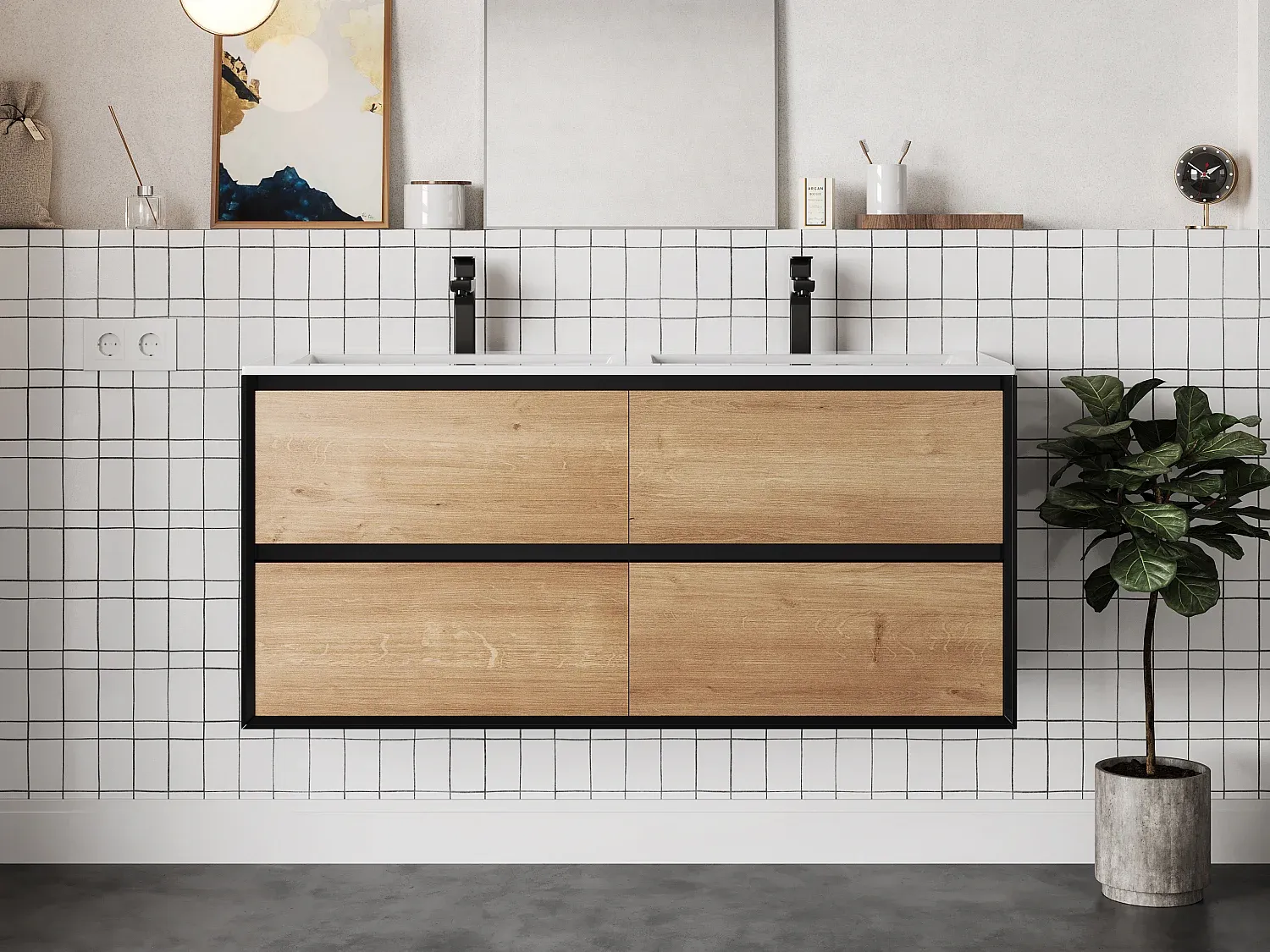 Badezimmer,Bereich Badezimmermöbel,Doppelwaschtisch-decoravenao