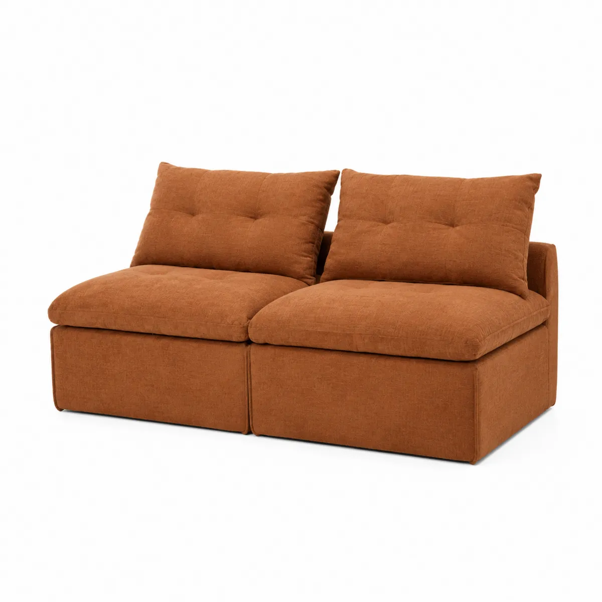 Sofa modułowa dwuosobowa brązowa tkanina-Villanestluxe