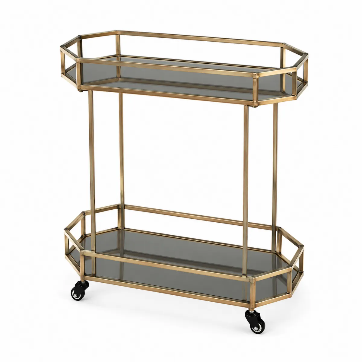Metalowy wózek barowy ze szkłem hartowanym 80 cm-Villanestluxe