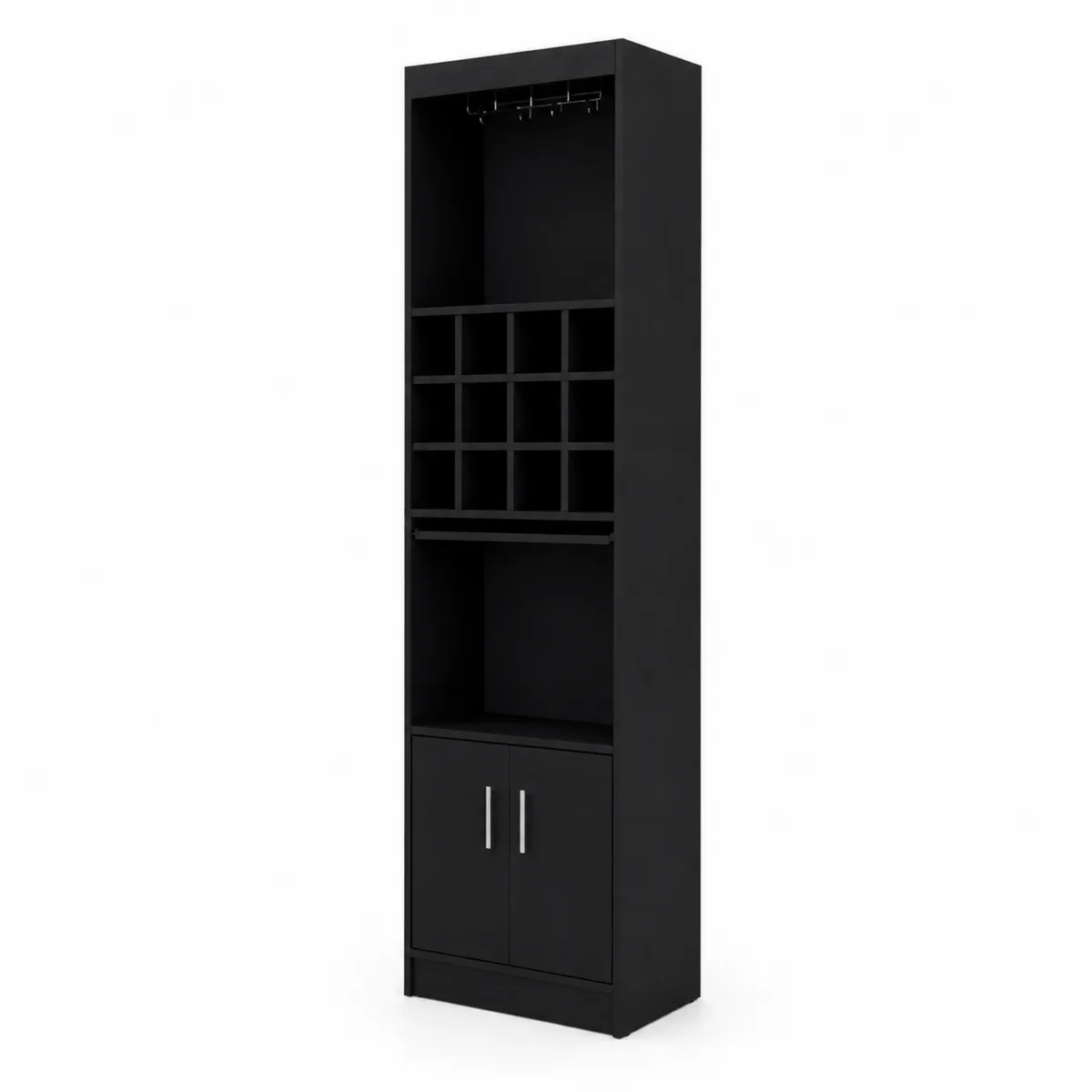 Czarna szafka na alkohol z półkami z MDF 180x60x30 cm-Villanestluxe