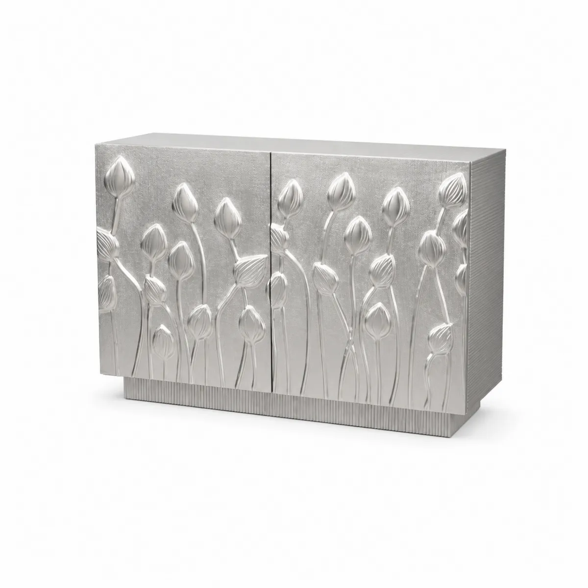Komoda z MDF srebrna z wzorem kwiatowym 80cm x 40cm x 90cm-Villanestluxe