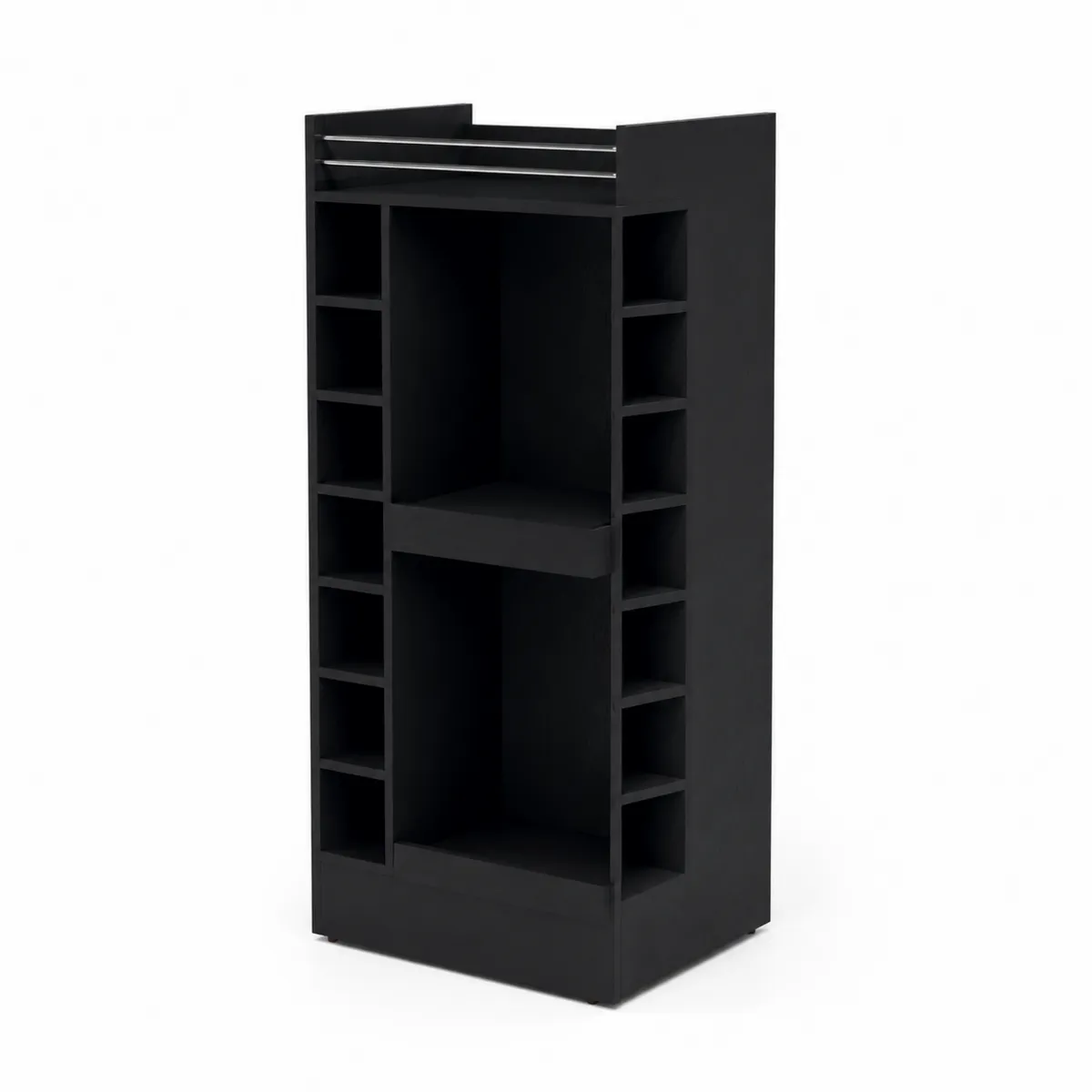 Regał na wino czarny z płyty wiórowej 52x25x116 cm-Villanestluxe