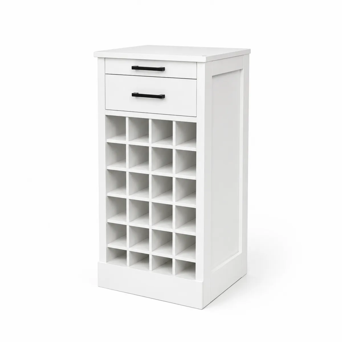 Biała szafka na wino z szufladami, drewno, MDF, 100x50x30 cm-Villanestluxe
