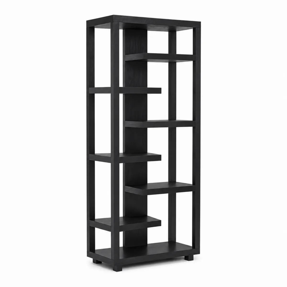 Regał z pięcioma półkami czarny drewno konstrukcyjne 180x80x30 cm-Villanestluxe