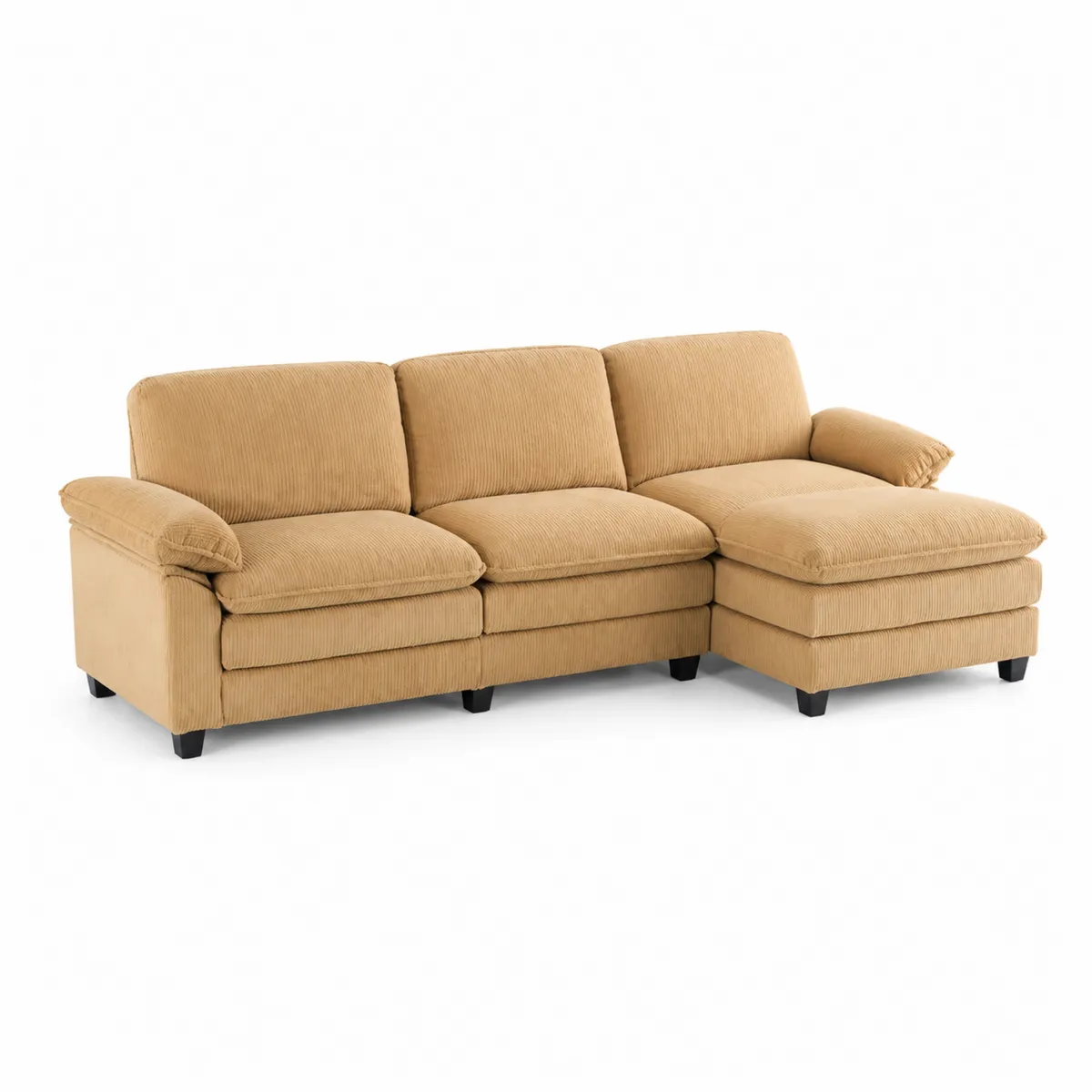 Narożnik Modułowy Sztruksowy Musztardowy 230 cm-Villanestluxe
