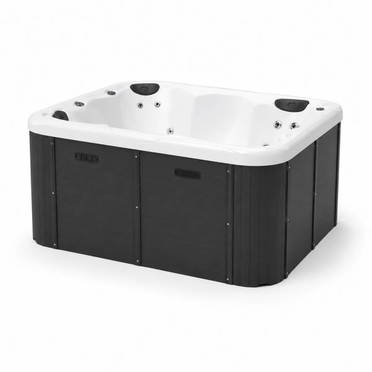 Wanna z hydromasażem akryl biało-czarna 200x150 cm-Villanestluxe