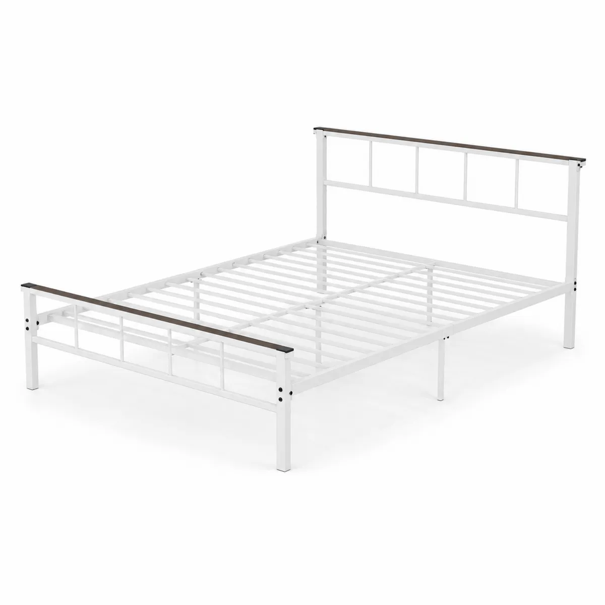 Łóżko metalowe biało-brązowe 200x140 cm-Villanestluxe