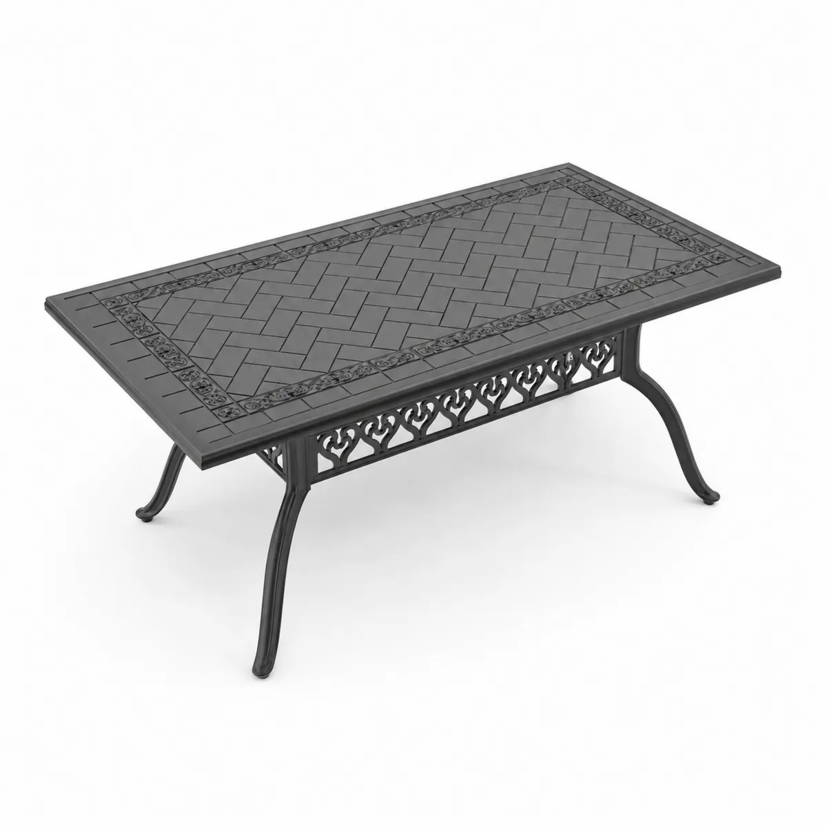 Stół ogrodowy z aluminium czarny 180x90x70 cm-Villanestluxe