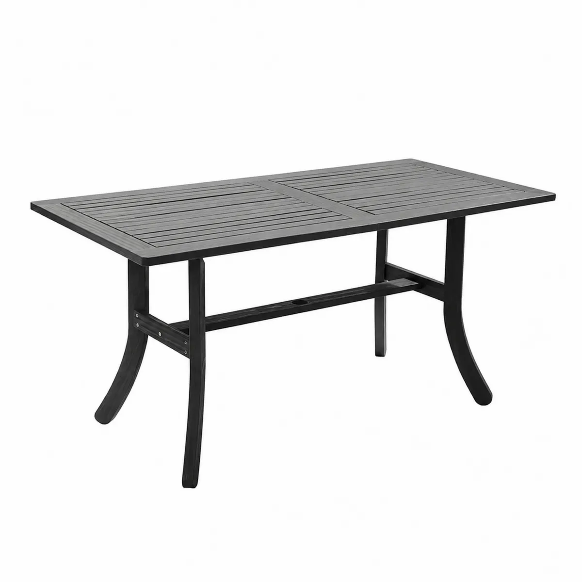 Czarny stół ogrodowy jadalniany z drewna akacjowego 150cm-Villanestluxe