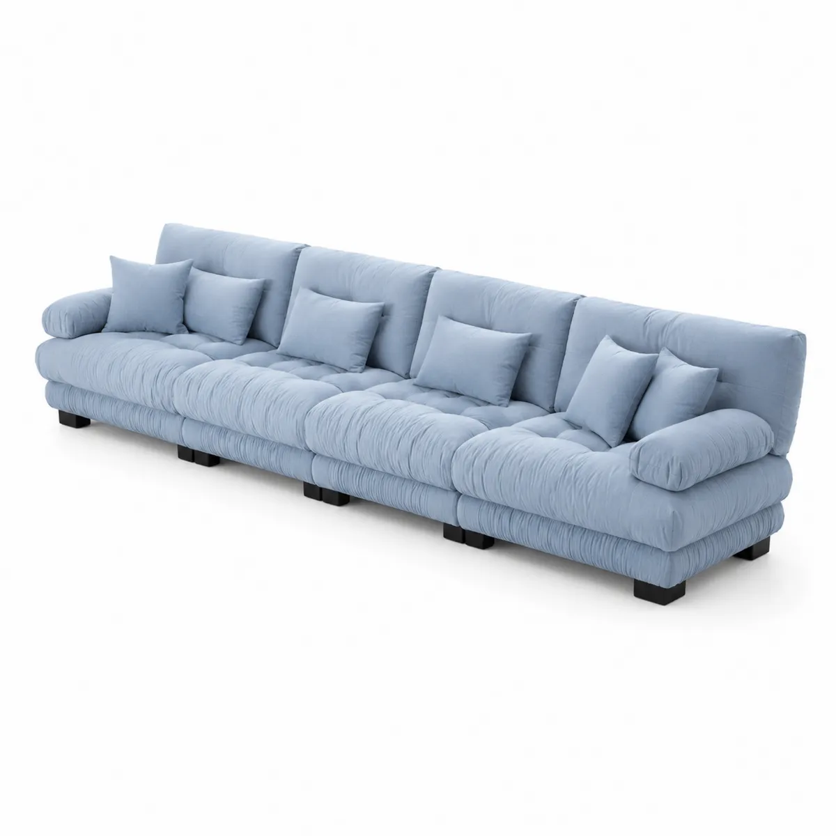 Sofa modułowa wieloosobowa z tkaniny jasnoniebieska 300cm-Villanestluxe