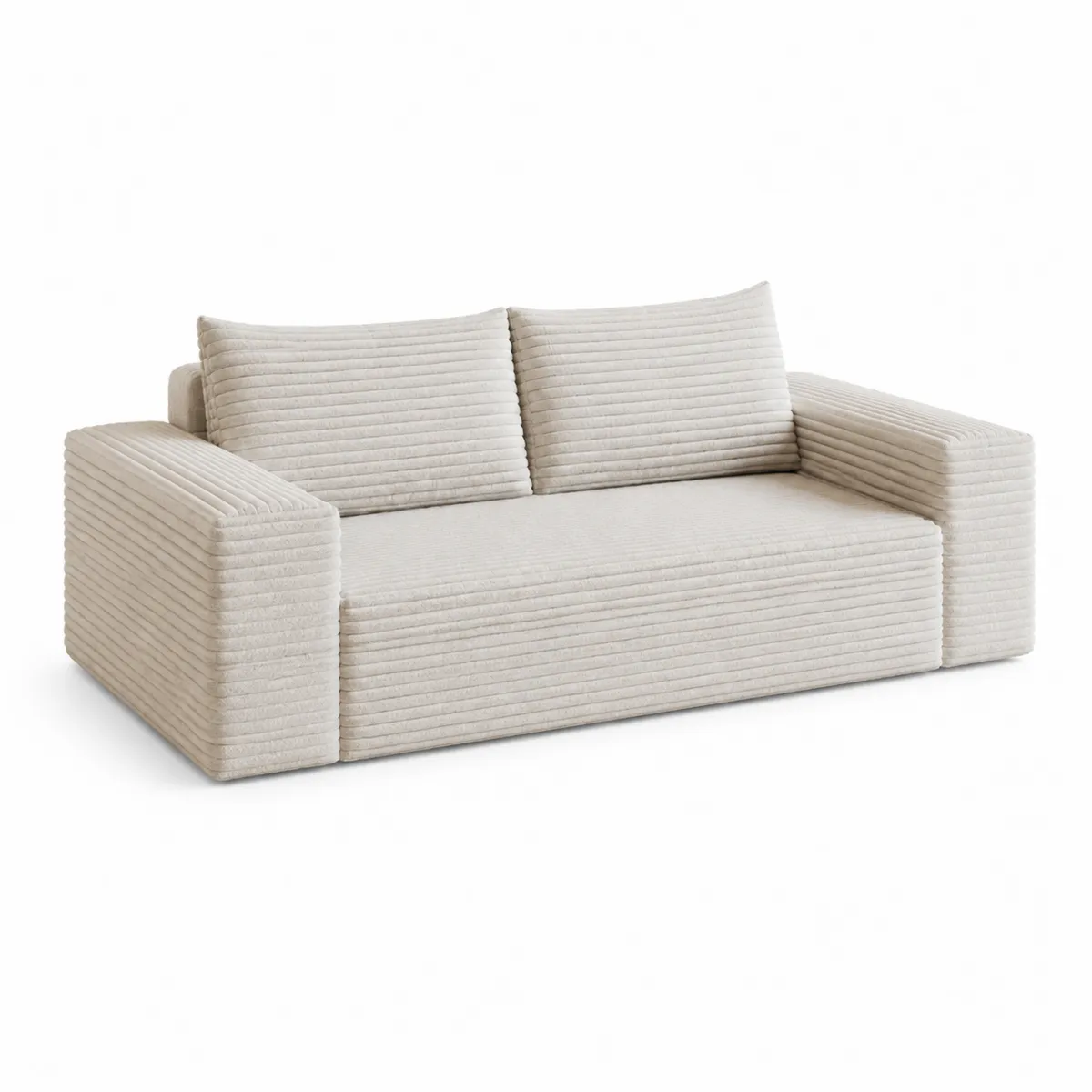 Dwuosobowa sofa z tkaniny poliestrowej z oparciem i podłokietnikami 230cm-Villanestluxe