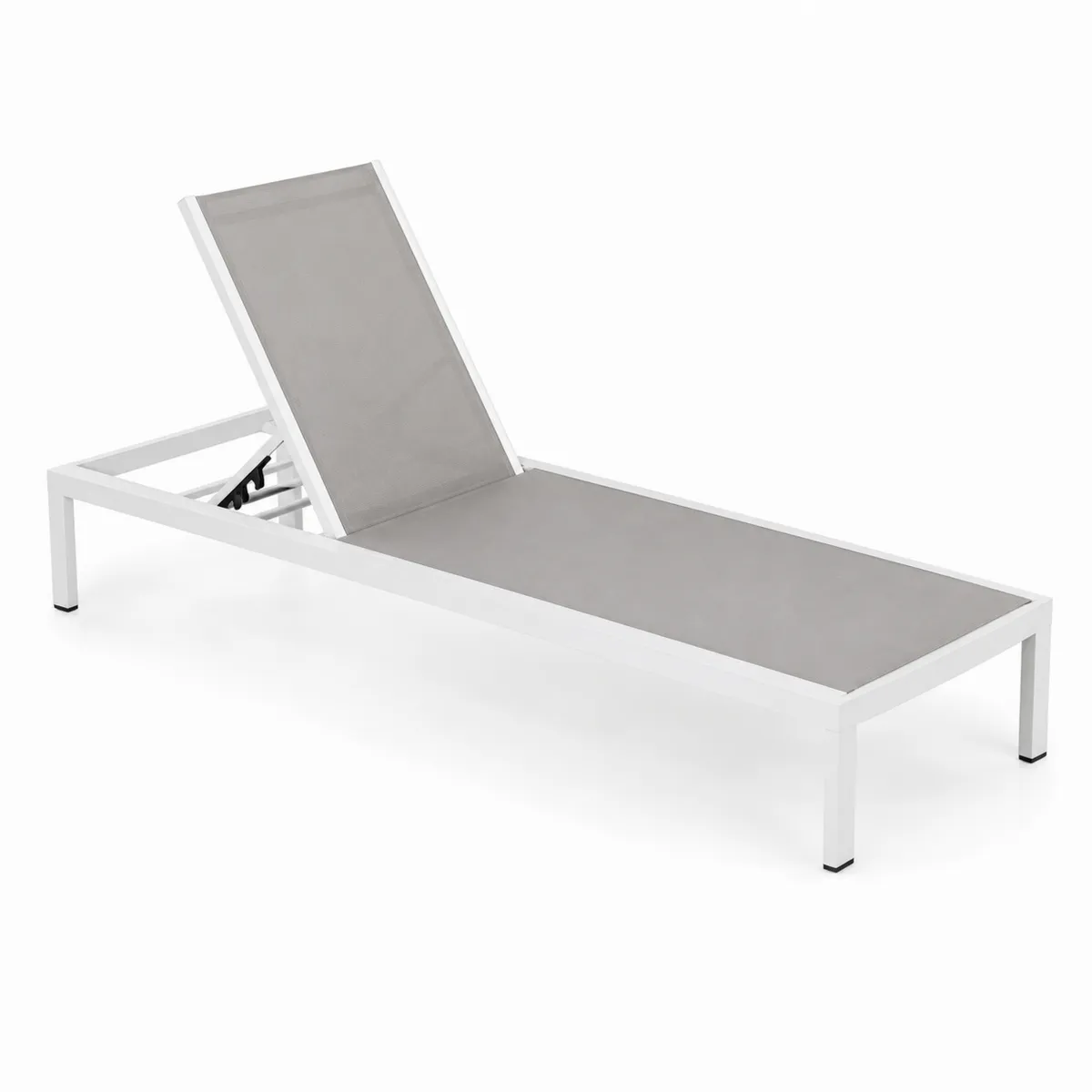Leżak aluminiowy z szarym poliestrowym siedziskiem 200 cm-Villanestluxe