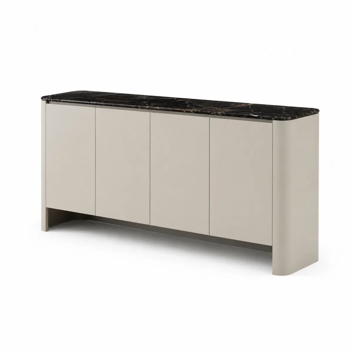 Komoda z czterema drzwiami, MDF i marmur, kolor Beżowy, 180x45x75 cm-Villanestluxe