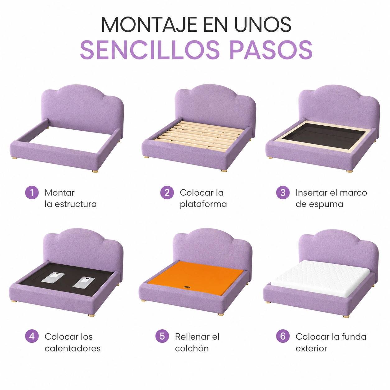 Sofa Cama Convertible Tapizado Boucle Beige con Base Metalica Moderna-rovenoak