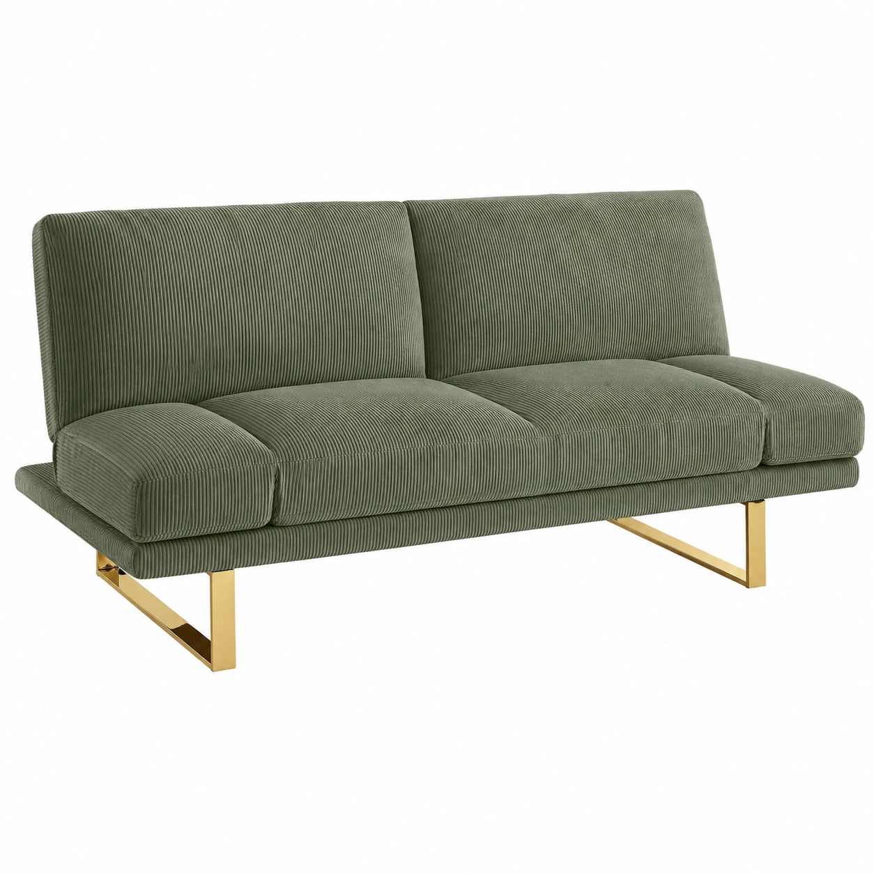 Sofa Cama Verde Oscuro con Base Dorada Moderna-rovenoak