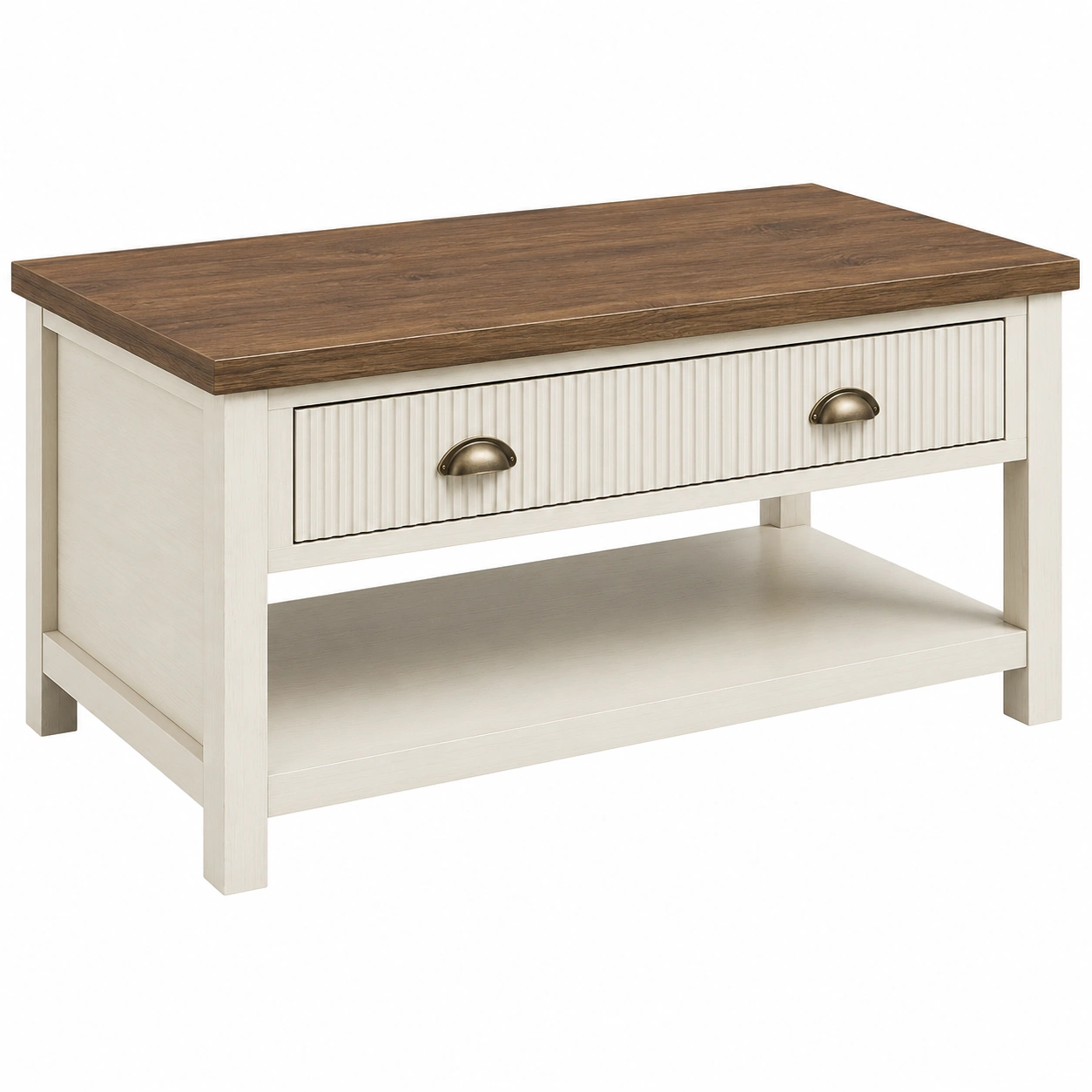 Mesa de centro Blanco roto y nogal-rovenoak