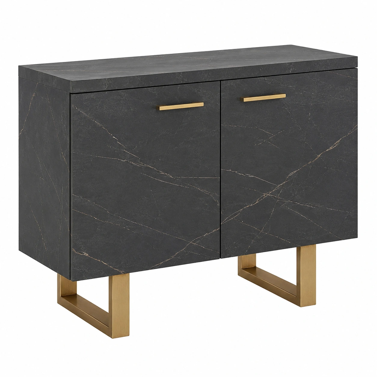 Aparador Negro Marmol con Patas Doradas Modernas-rovenoak