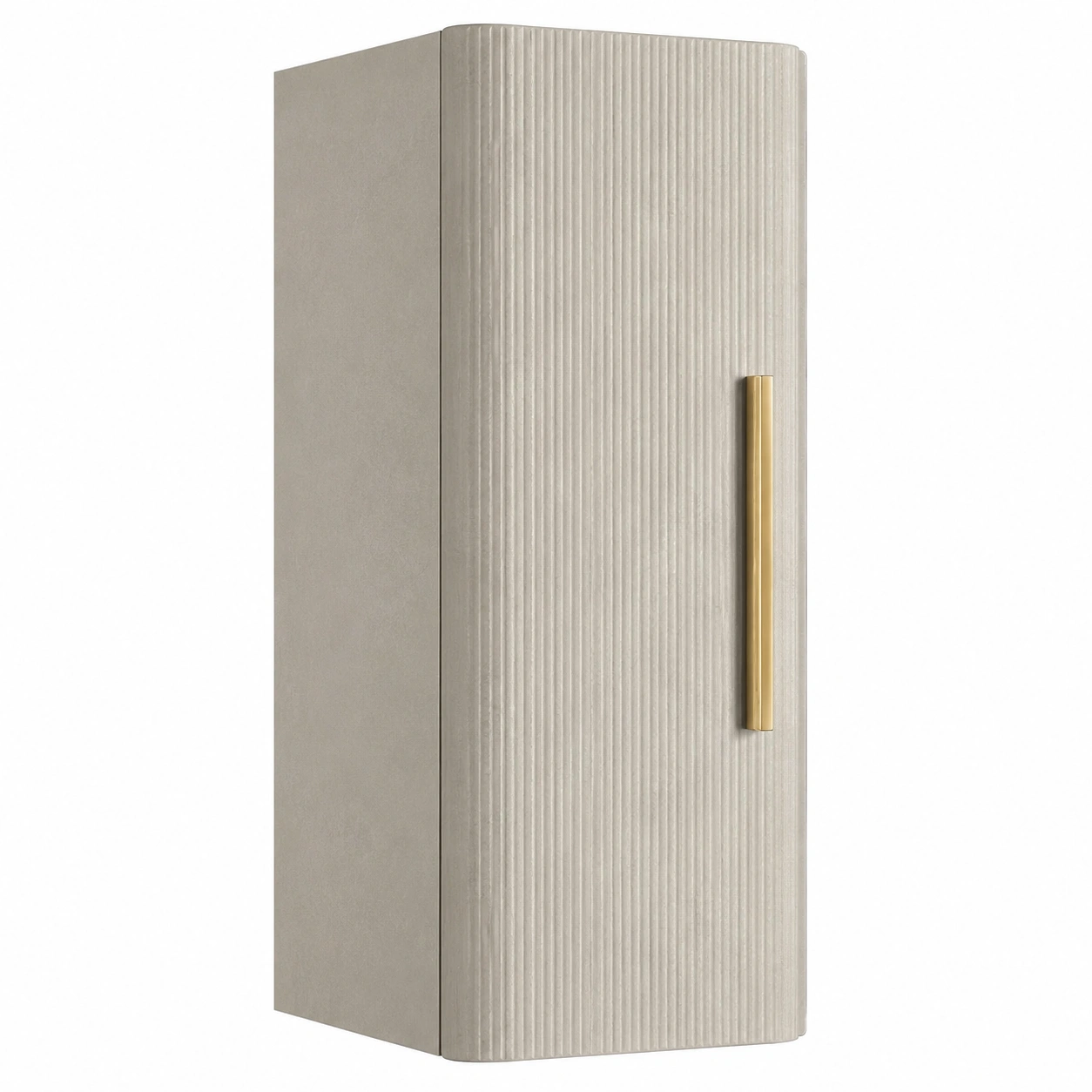 Armario de Pared Curvo Beige con Textura Vertical Moderna-rovenoak