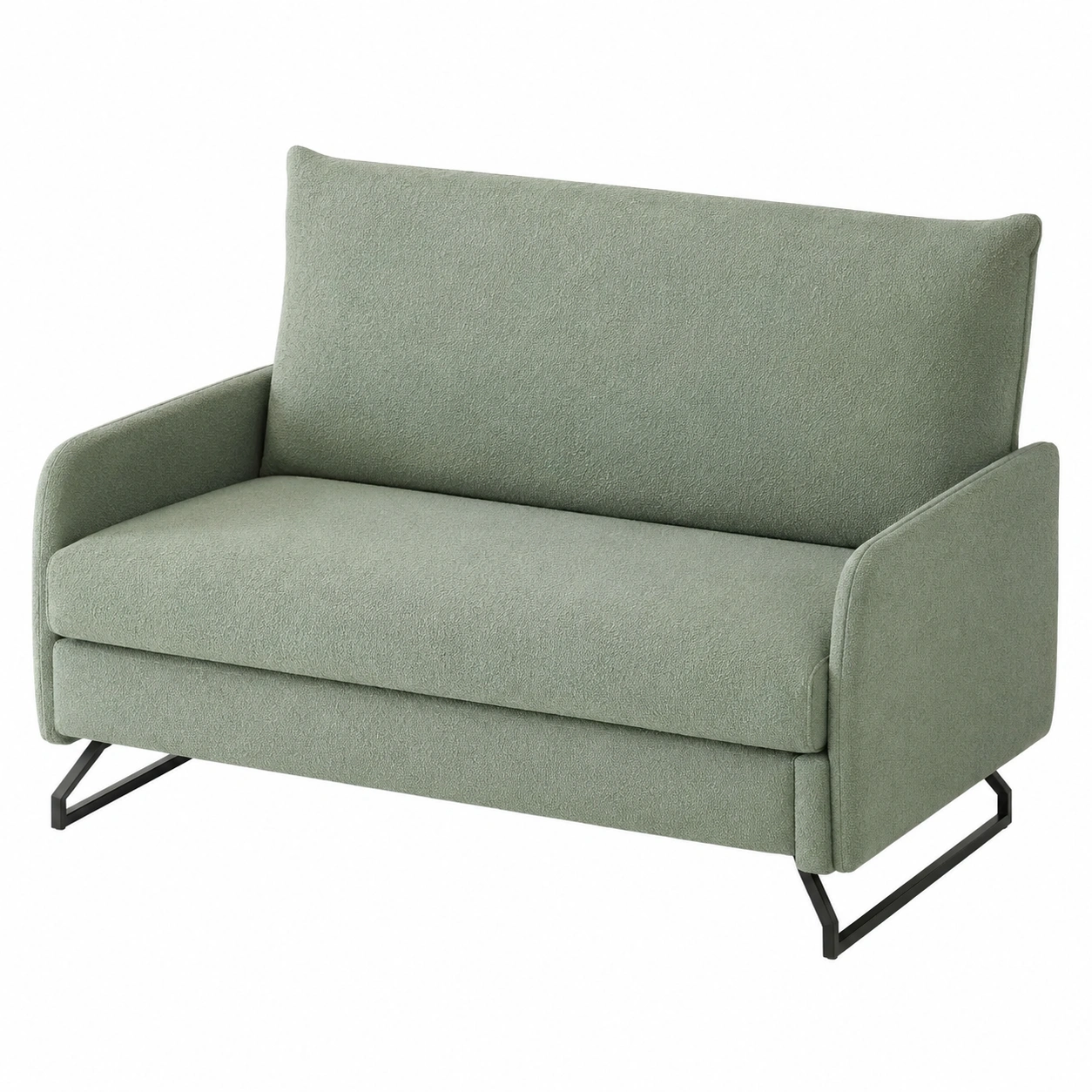 Sofa Cama Compacto Verde Claro con Base Metalica Negra-rovenoak