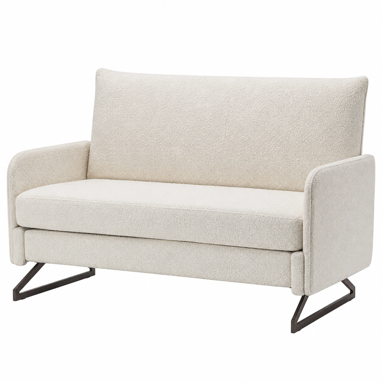 Sofa Cama Boucle Blanco con Estructura Minimalista-rovenoak
