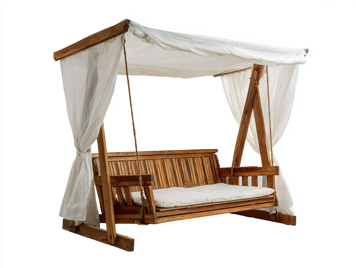 Silla colgante de jardín madera 170x110x190 cm - marrón - columpio exterior con techo y cortinas-Jasaiocorner