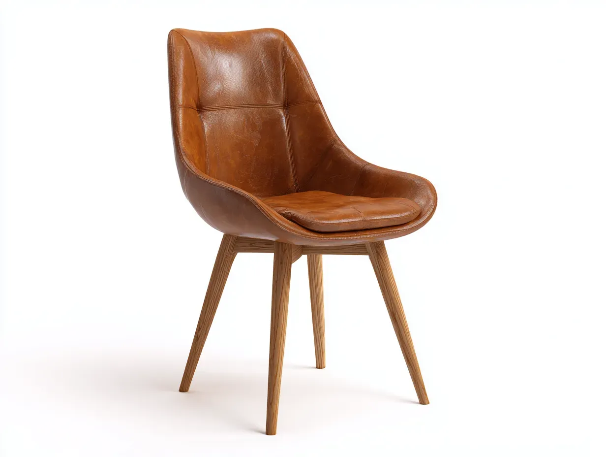 Chaise de salle à manger - Similicuir-Bois - 58 x 60 x 84 cm - Marron ambré - Style contemporain-Roomgetbay