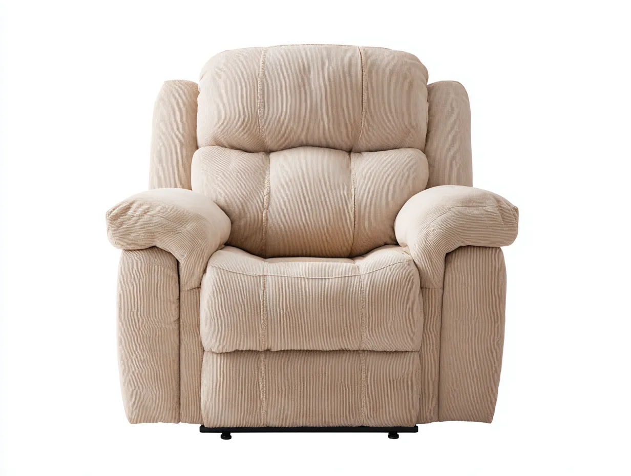 Fauteuil relax-Tissu velours côtelé-Mousse-94 x 88 x 101 cm-Beige clair-Style contemporain-Roomgetbay