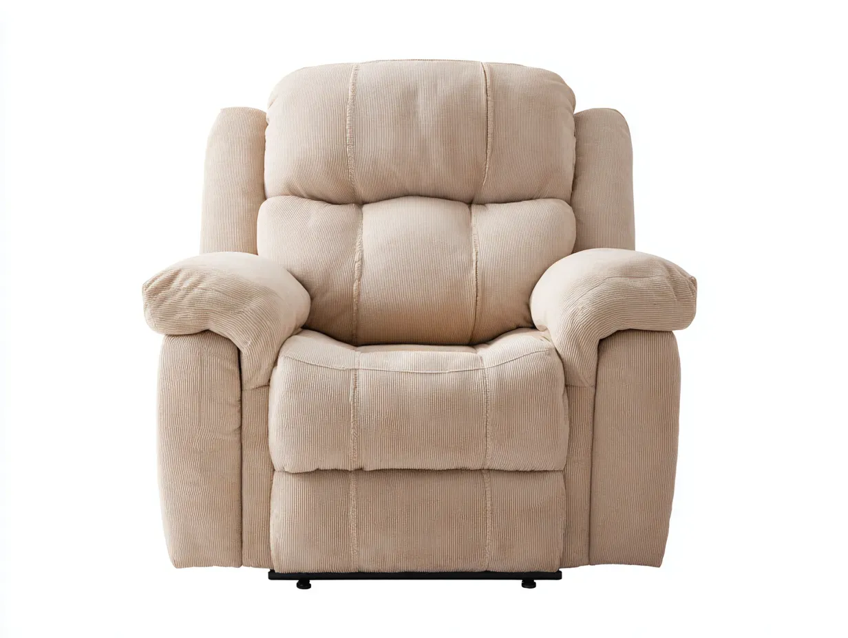 Fauteuil relax-Tissu velours côtelé-Mousse-94 x 88 x 101 cm-Beige clair-Style contemporain-Roomgetbay