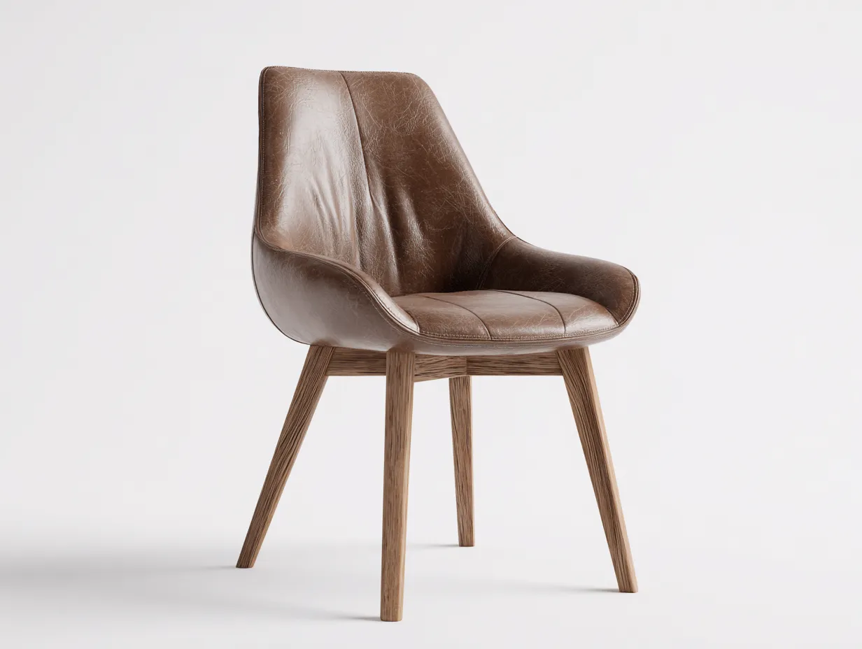 Chaise de salle à manger - Similicuir-Bois - 57 x 61 x 83 cm - Marron clair - Style contemporain-Roomgetbay