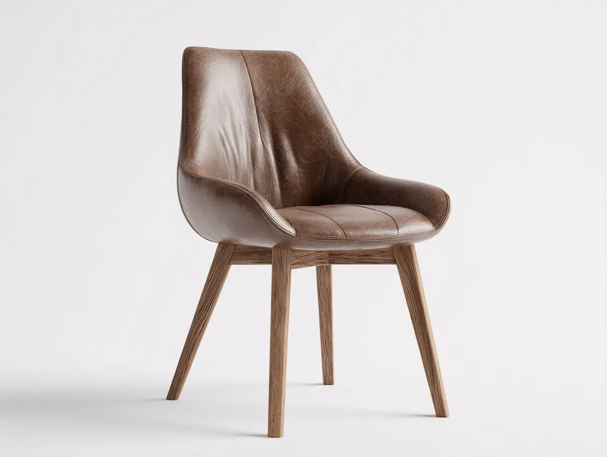 Chaise de salle à manger - Similicuir-Bois - 57 x 61 x 83 cm - Marron clair - Style contemporain-Roomgetbay