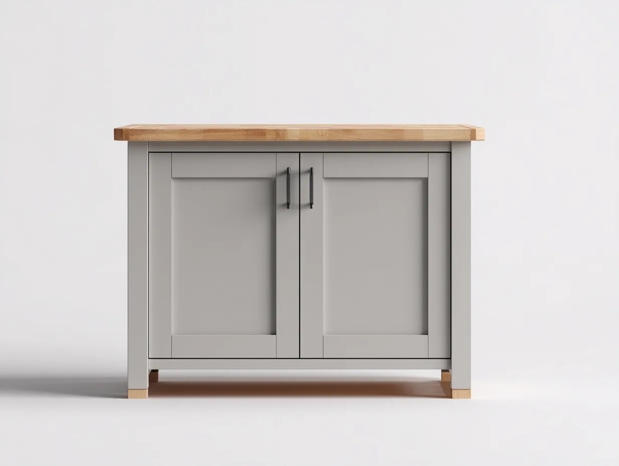 Buffet - Bois-MDF - 98 x 46 x 84 cm - Gris clair-Bois naturel - Style moderne-Roomgetbay
