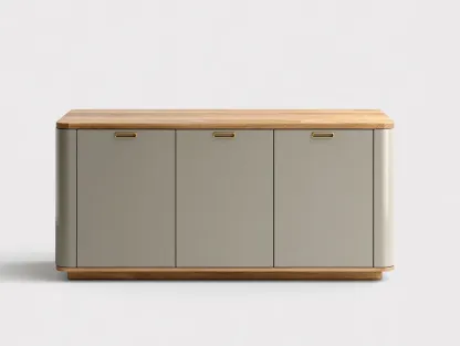 Buffet - Bois-MDF - 138 x 44 x 80 cm - Gris beige-Bois naturel - Style moderne-Roomgetbay