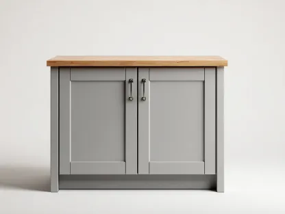 Buffet - Bois-MDF - 92 x 45 x 82 cm - Gris-Bois naturel - Style classique-Roomgetbay