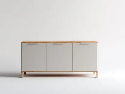 Buffet - Bois-MDF - 118 x 40 x 76 cm - Gris clair-Bois naturel - Style moderne-Roomgetbay
