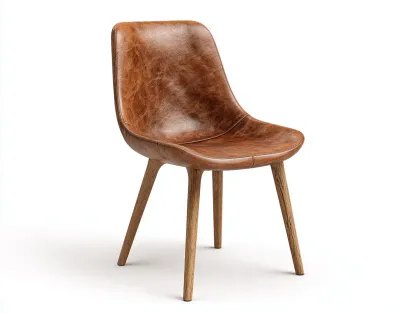 Chaise de salle à manger - Similicuir-Bois - 53 x 58 x 82 cm - Marron naturel - Style moderne-Roomgetbay