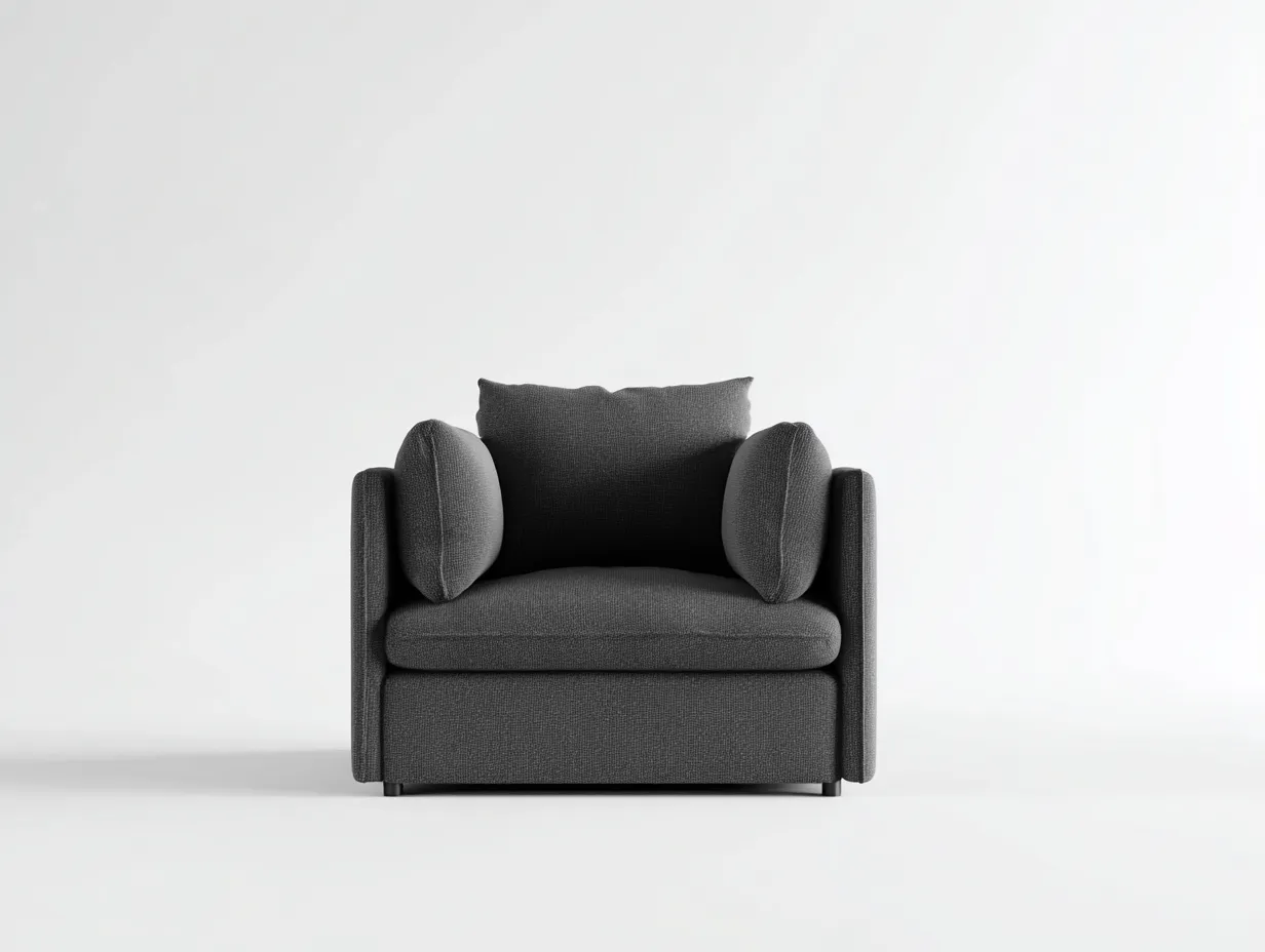 Sillón 88x84x78 cm - tejido gris oscuro - para salón - con asiento amplio-Oakgoly