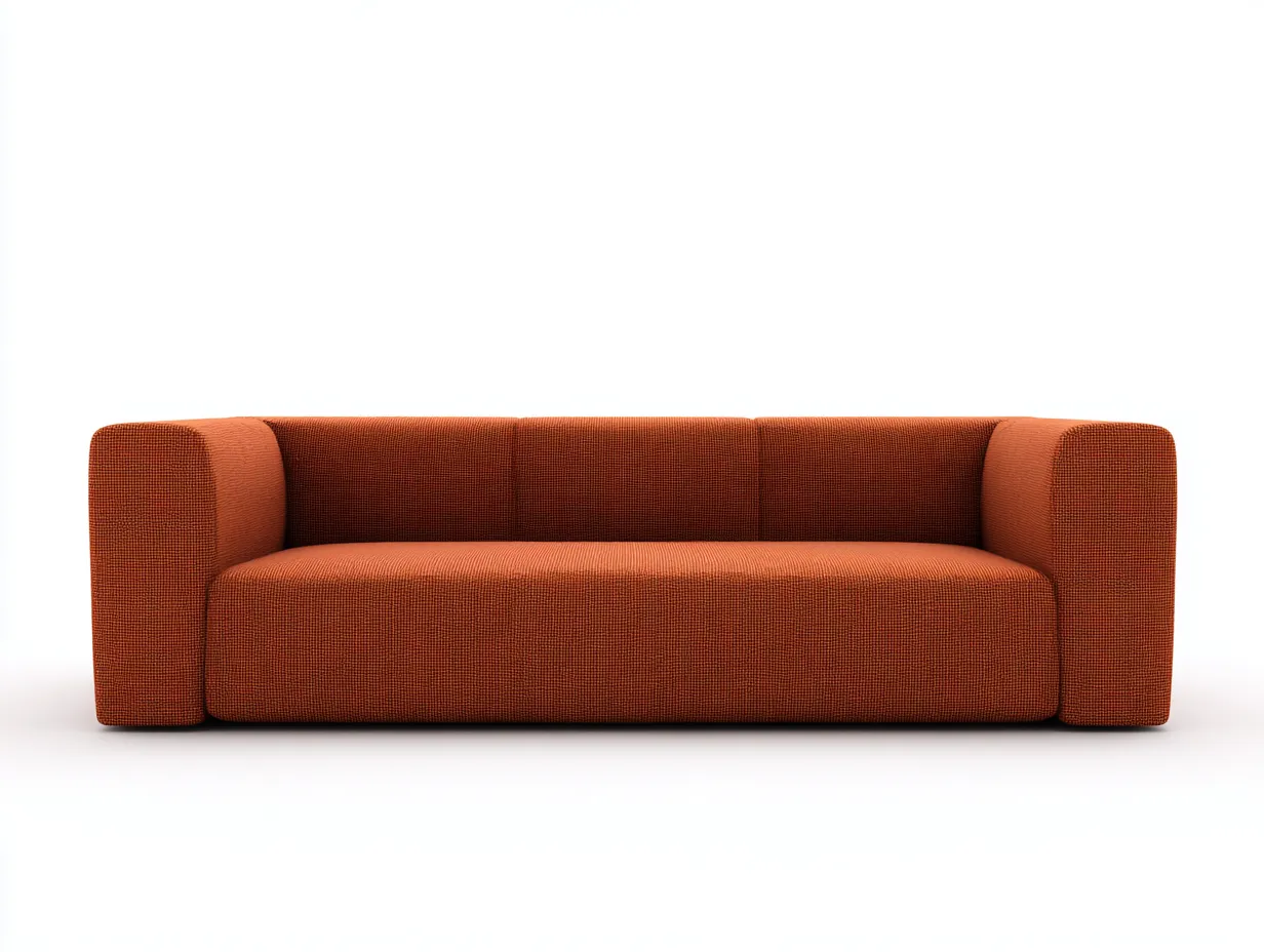 Sofá de tres plazas 226x88x72 cm - tejido naranja terracota para salón - forma baja y brazos anchos-Oakgoly