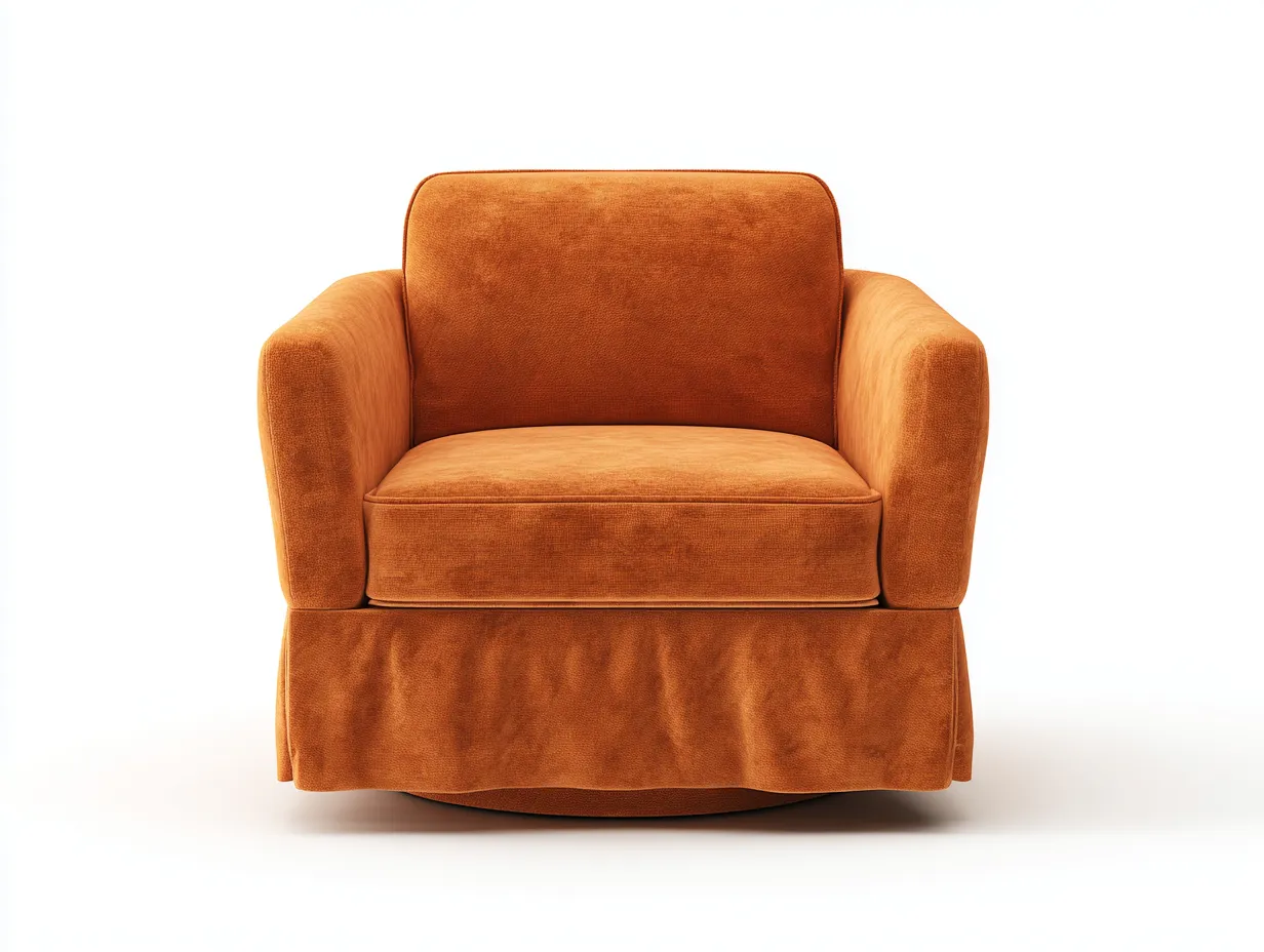 Sillón 84x82x78 cm - terciopelo naranja tostado - giratorio para salón - estilo acogedor-Oakgoly