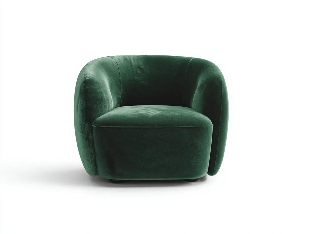 Sillón 83x79x74 cm - terciopelo verde oscuro - para salón - diseño curvo compacto-Oakgoly