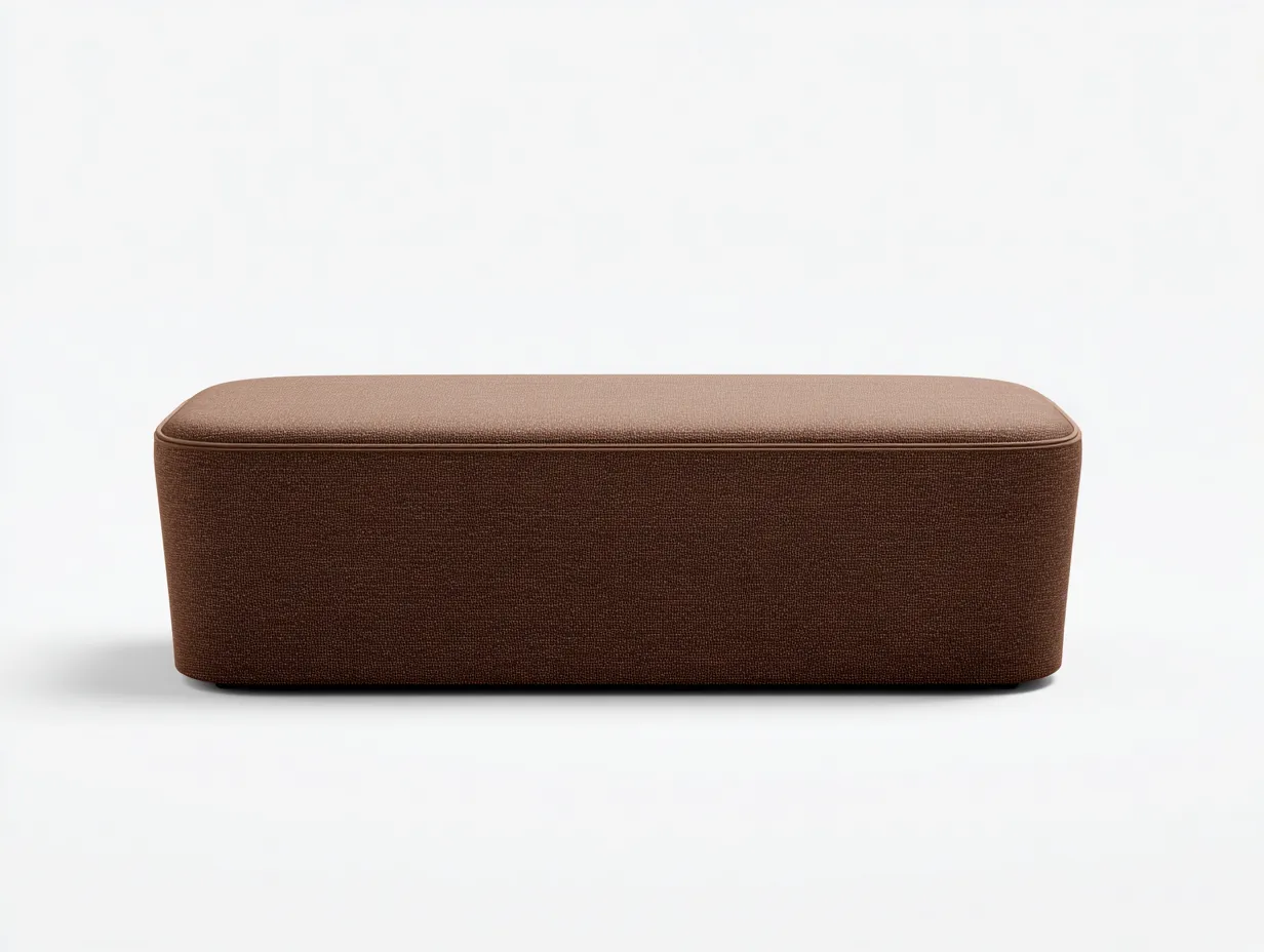 Banco tapizado 130x45x44 cm - marrón tierra - diseño redondeado para dormitorio contemporáneo-Oakgoly