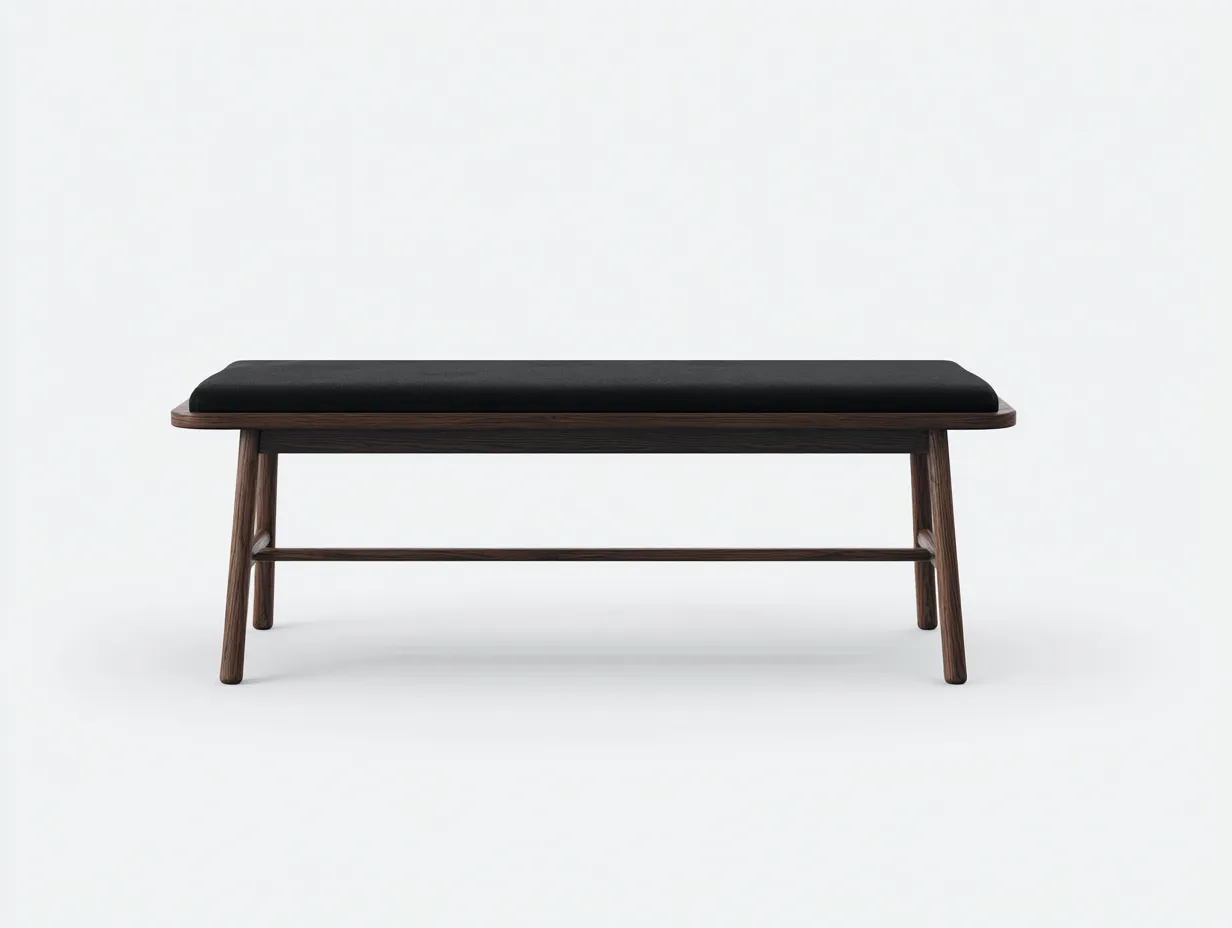 Banco tapizado 120x40x46 cm - negro y nogal - asiento acolchado para dormitorio nórdico-Oakgoly