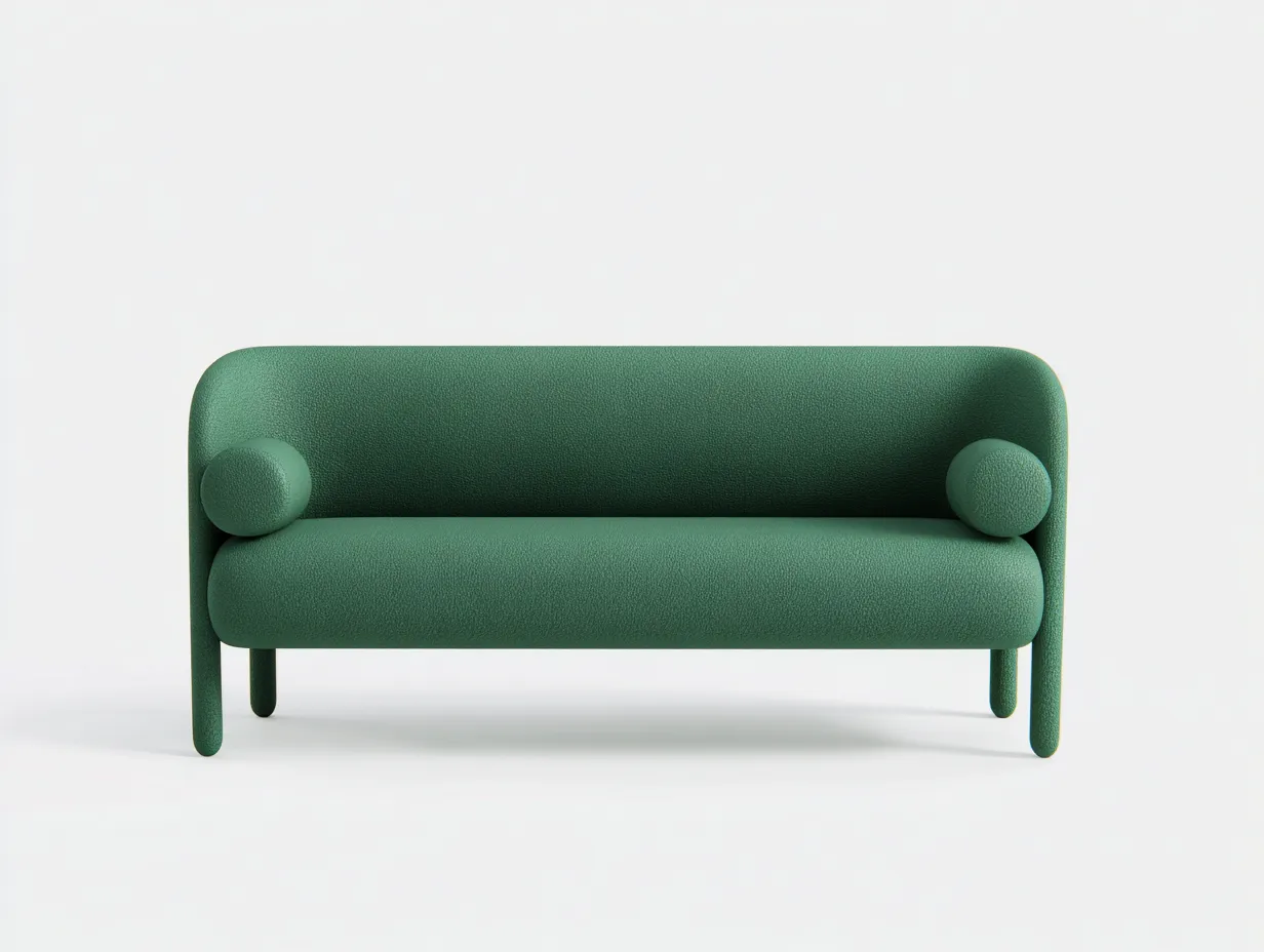 Sofá de tres plazas 220x86x76 cm - tejido verde esmeralda para salón - diseño curvo y base tapizada-Oakgoly